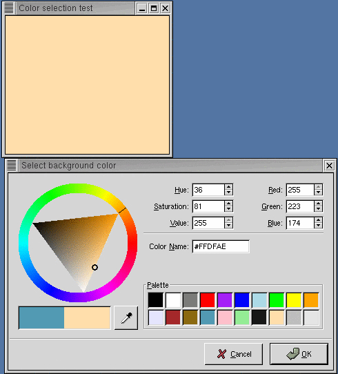 Color Selection Dialog Example